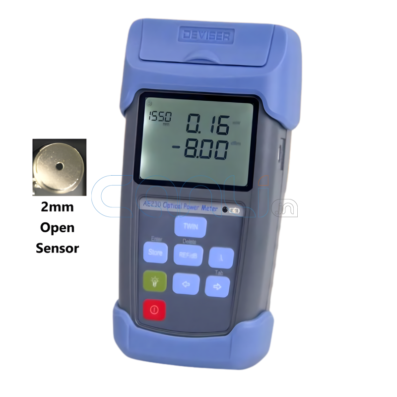 Deviser AE230-I Optical Power Meter | 2mm Open Sensor Core Fiber Test