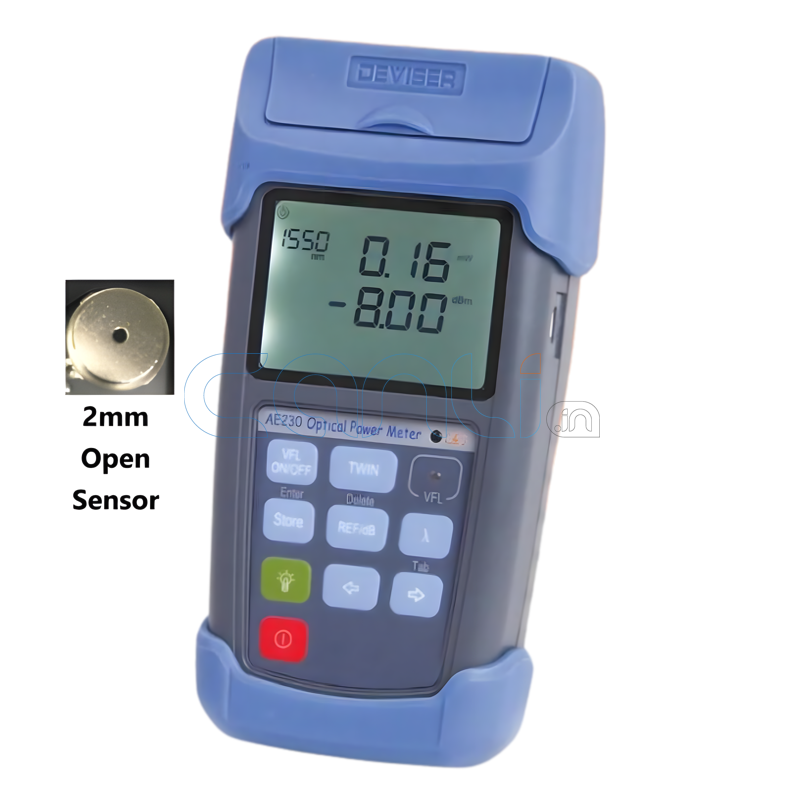 Deviser AE230-IV 2in1 Optical Power Meter with 10mW VFL | 2mm Open Sensor Core Fiber Test